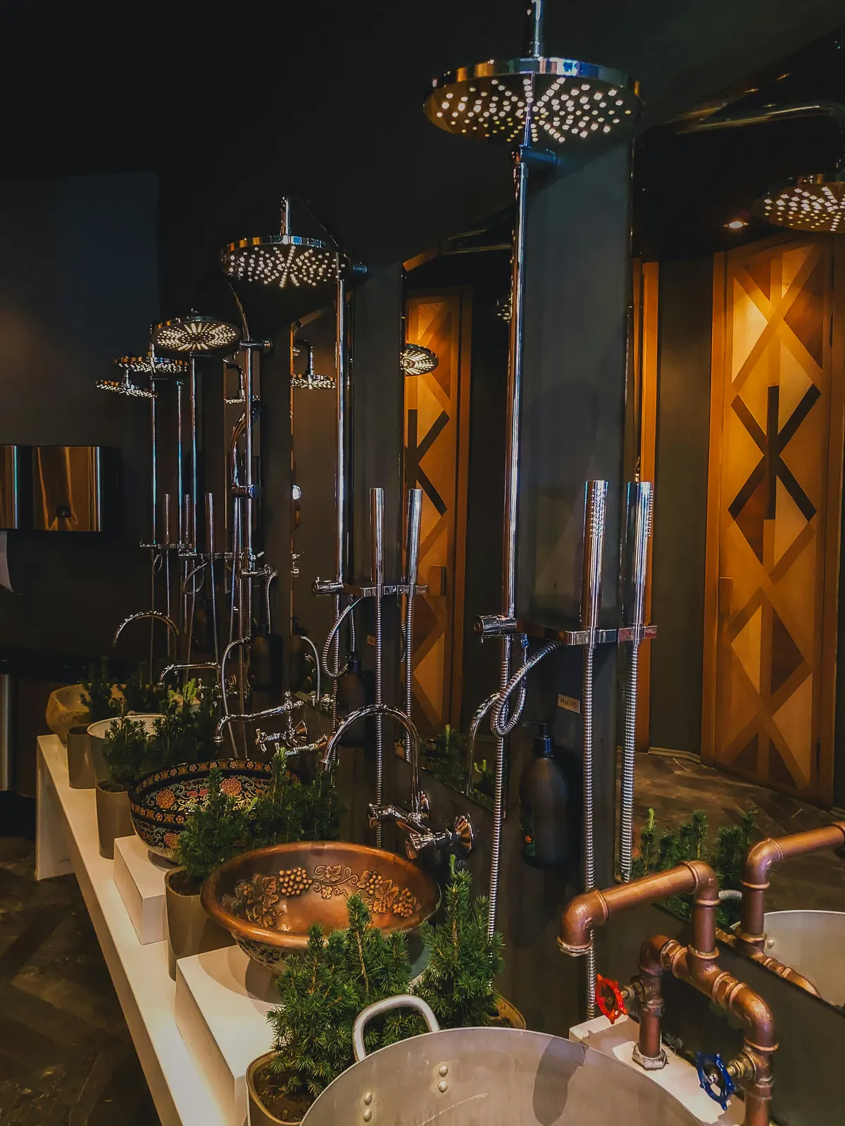 Brushed bronze faucet and matching bathroom fittings