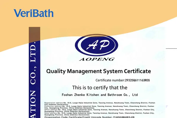 ISO 9001 certified quality management for bathroom hardware