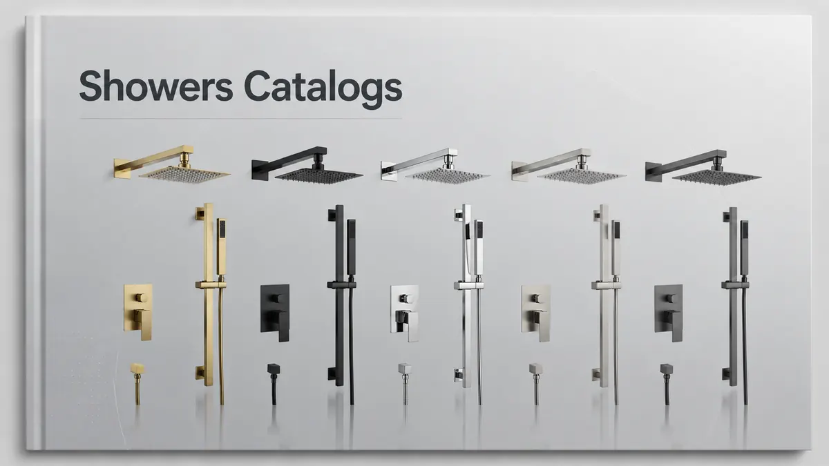 Showers catalog for bathroom hardware sourcing