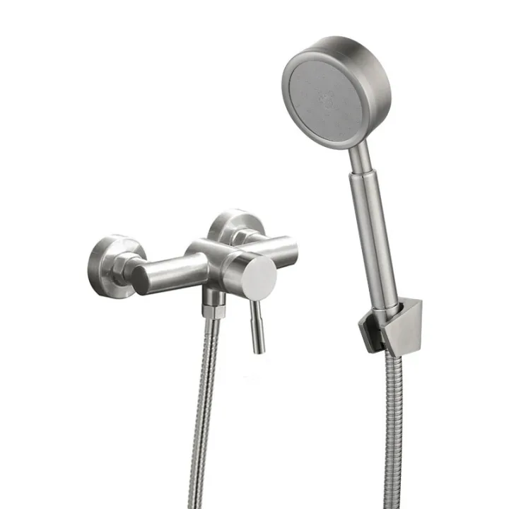 Wall-Mounted Shower Faucet Mixer Set With Handshower