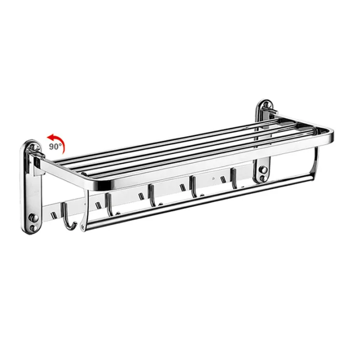 Foldable Wall-Mounted Towel Rack with Hooks