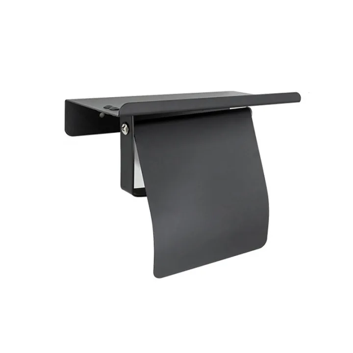 Toilet Paper Roll Holder With Cover and Shelf