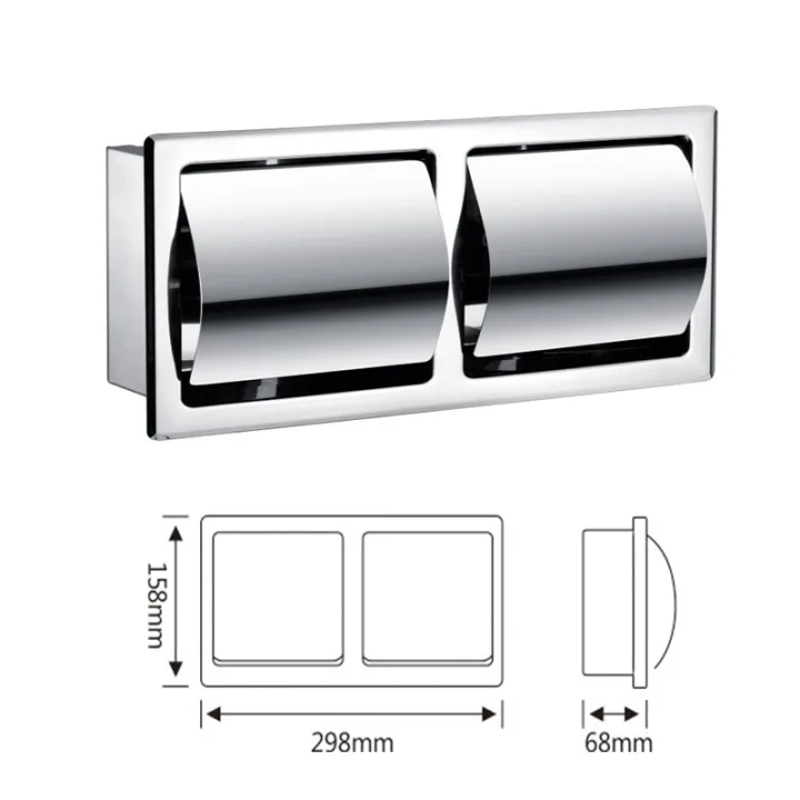 304 Stainless Steel Concealed Double-roll Toilet Paper Box (Horizontal)