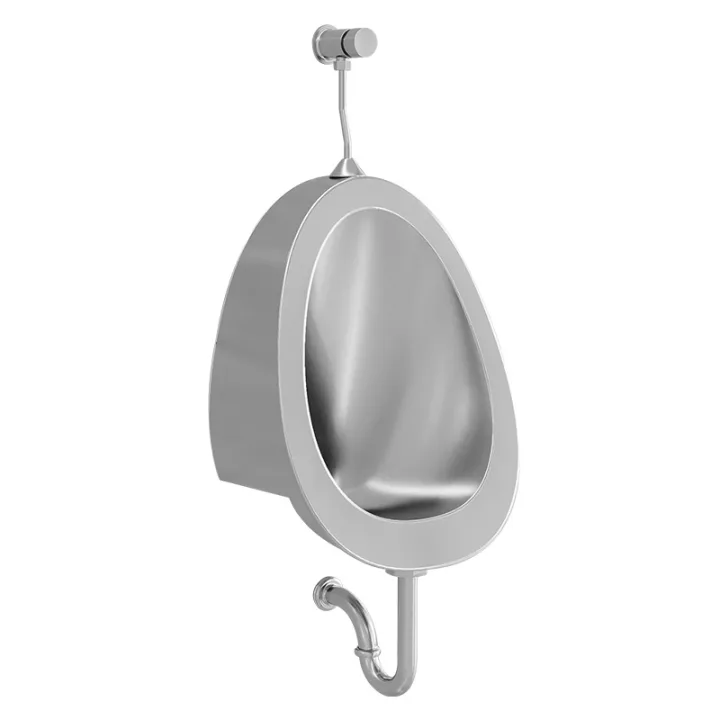 Stainless steel urinal set with integrated water inlet and drain outlet