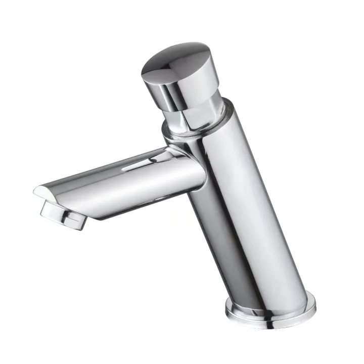 Deck-mounted Timer Delay Faucet, Angled Spout