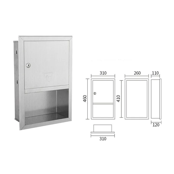 Wall-in Concealed 304 Stainless Steel Paper Towel Dispenser