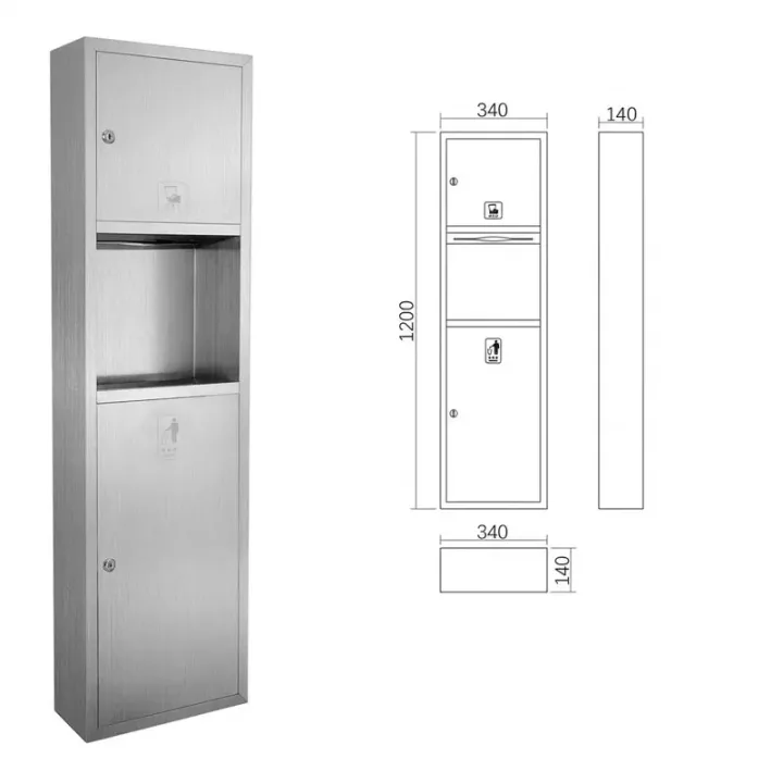 2-in-1 Combo Unit: Paper Towel Dispenser & Waste Receptacle Surface Mounted