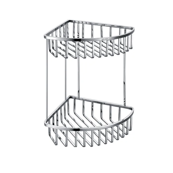 304 Stainless Steel A11 Double Layer Corner Shelf - Square Wire