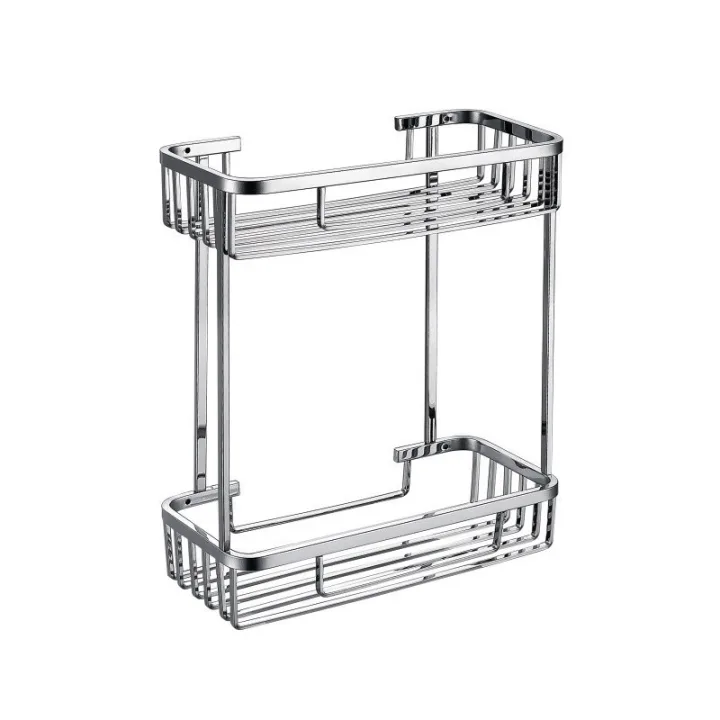 304 Stainless Steel A12 Double Layer Corner Shelf - Square Wire Square Basket