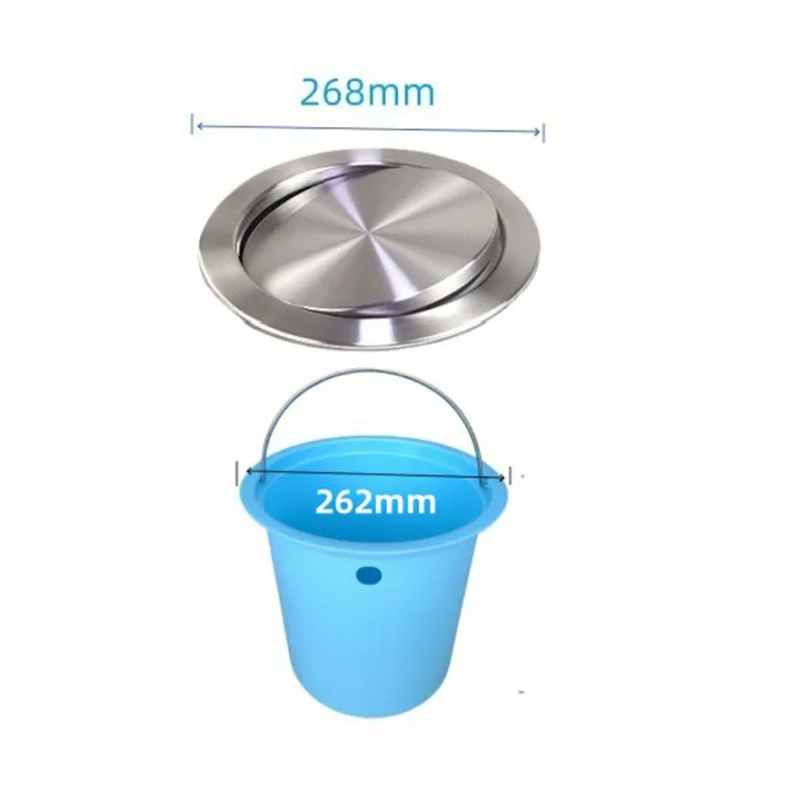 Round Concealed Countertop Hinged Lid Trash Can Set Φ268