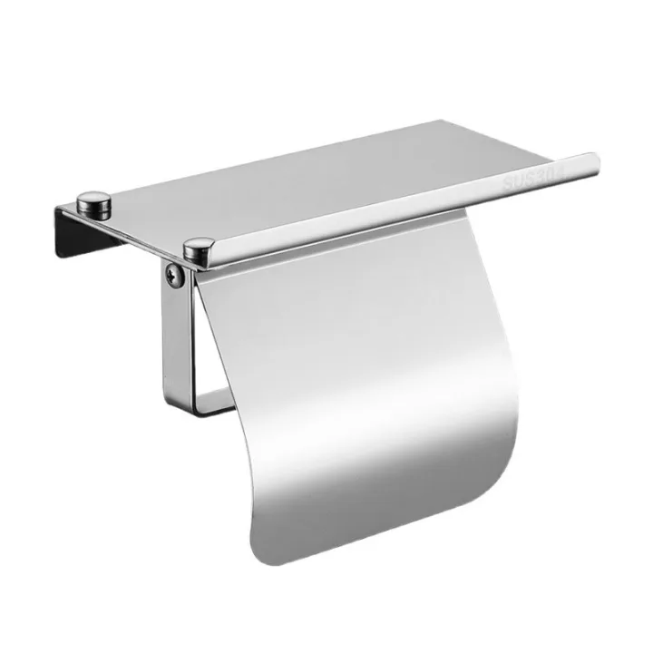 Toilet Paper Roll Holder With Cover and Shelf