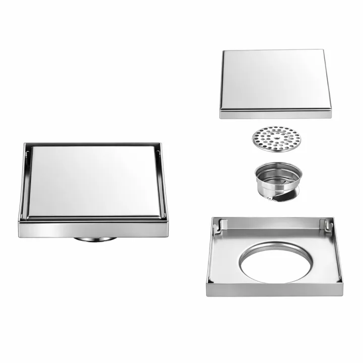 Reversible Hidden Square Floor Drain with Tileable Cover 15*15cm