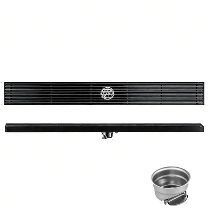 Linear Floor Drain with Slotted Grate and Anti-Odor Seal 8*90cm