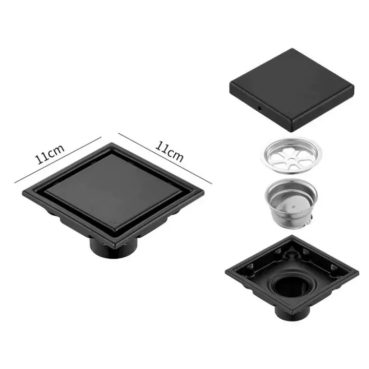 Reversible Hidden Square Floor Drain with Tileable Cover 10*10cm