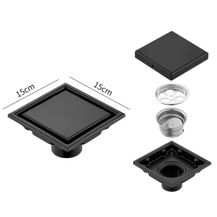Reversible Hidden Square Floor Drain with Tileable Cover 10*10cm