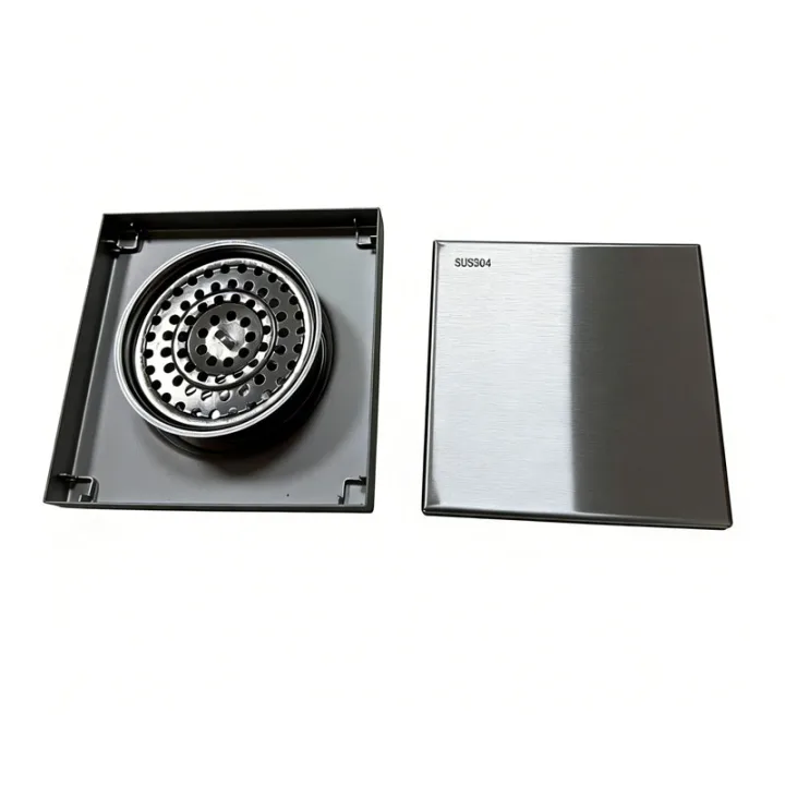 Tile Inserted Concealed Square Floor Drain with Tileable Cover 12*12cm