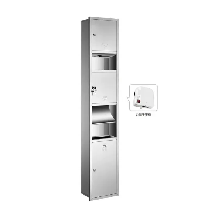 3-in-1 Combo Unit: Electronic Hand Dryer & Paper Towel Dispenser & Waste Receptacle Concealed Mounted
