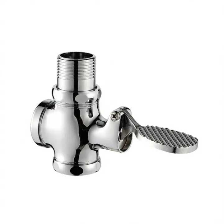 Brass Four-way Flush Valve Foot Peddl Self-closing Delay Valve