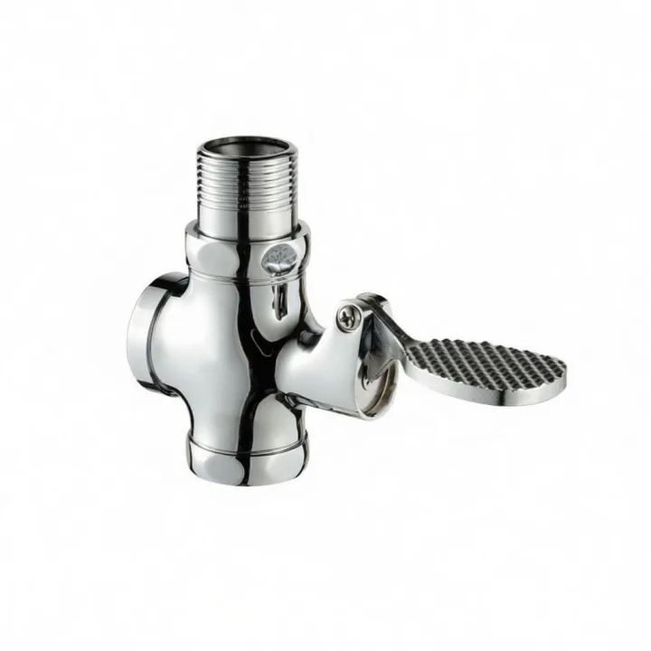 Brass Four-way Flush Valve Foot Peddl Self-closing Delay Valve