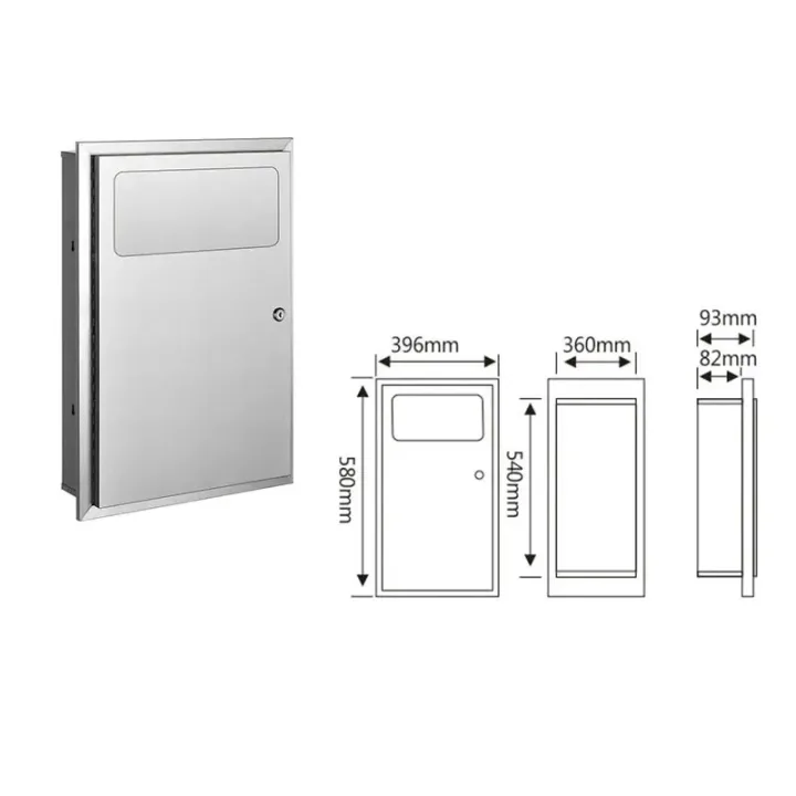 304 Stainless Steel Recessed Waster Bin