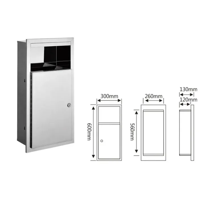 304 Stainless Steel Recessed Waster Bin
