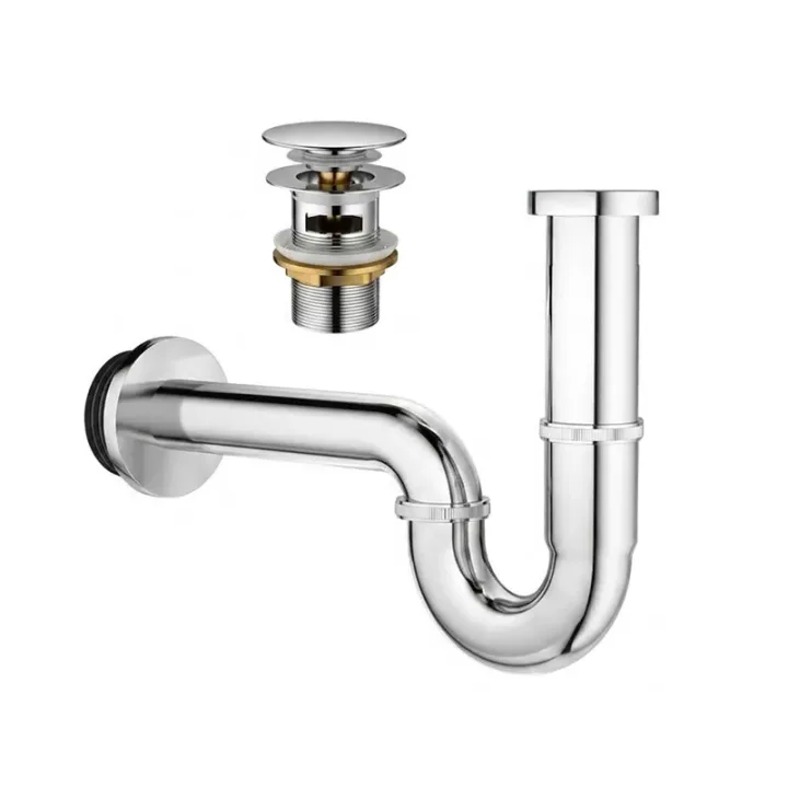 Basin P-Trap Pipe with Pop-Up Drainer Set with 40cm