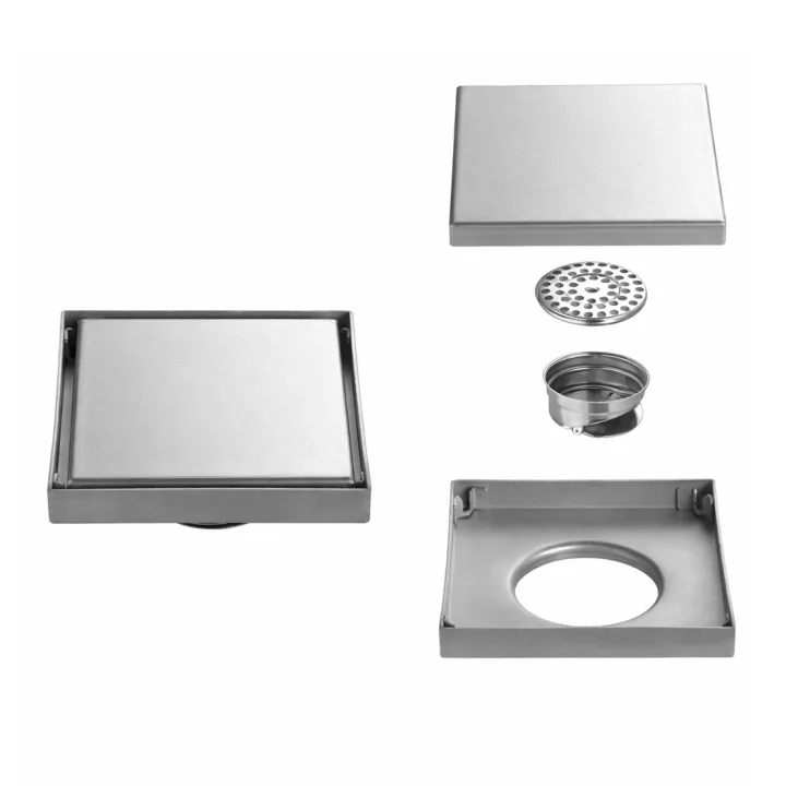 Reversible Hidden Square Floor Drain with Tileable Cover 15*15cm