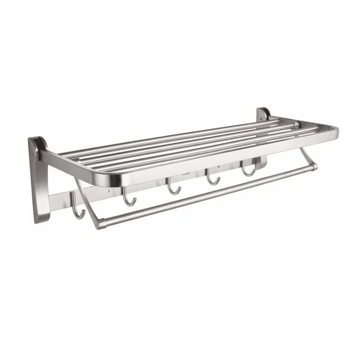 Foldable Wall-Mounted Towel Rack with Hooks