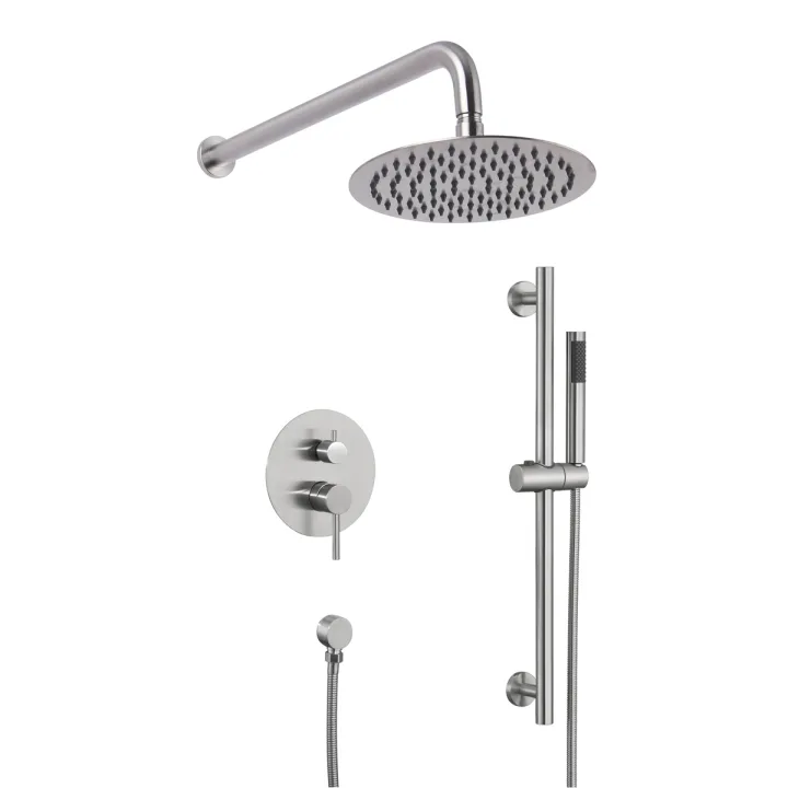 Round Concealed Shower Set With Shower & Sliding Bar