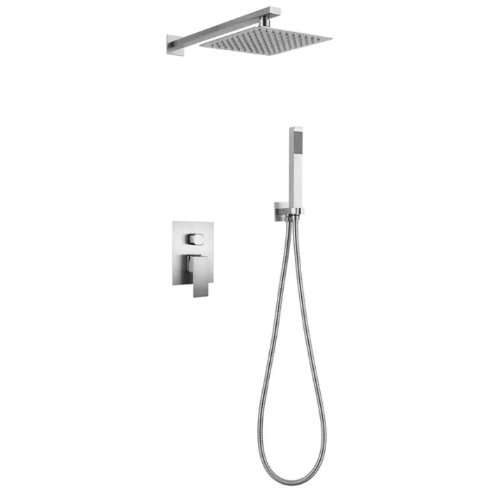 Square Concealed Shower Set with Top Shower and Handheld Shower