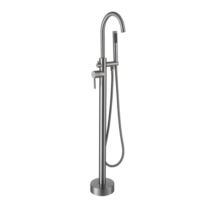 Standalone Floor-Mounted Shower Faucet with Handheld Spray