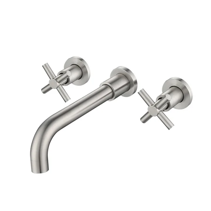 Round Wall-Mounted Two-Handle Basin Mixer