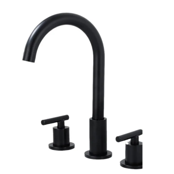 Round Deck-Mounted Two-Handle Widespread Basin Mixer