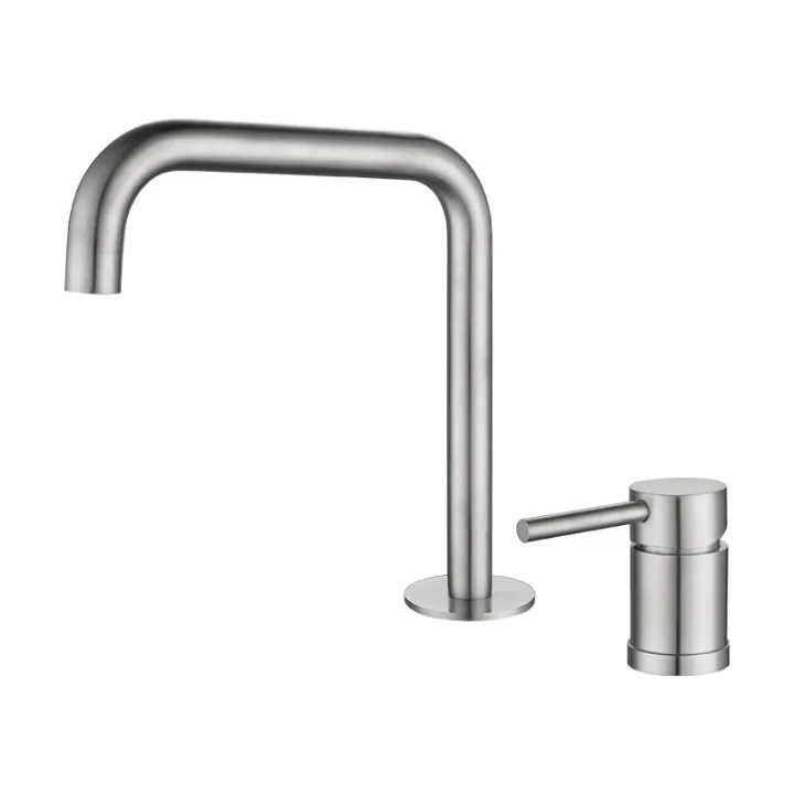 Round Deck-Mounted Two-Hole L Shape Basin Mixer