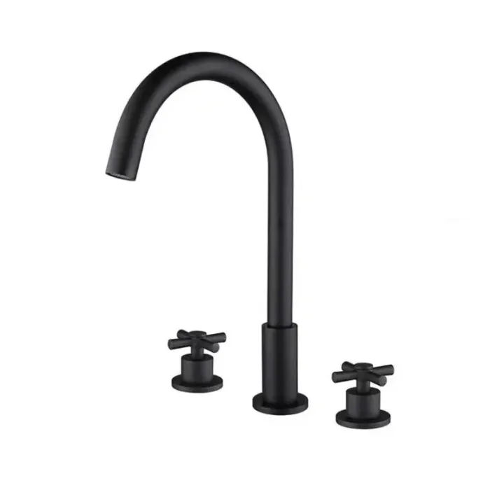 Round Deck-Mounted Two-Handle Widespread Basin Mixer