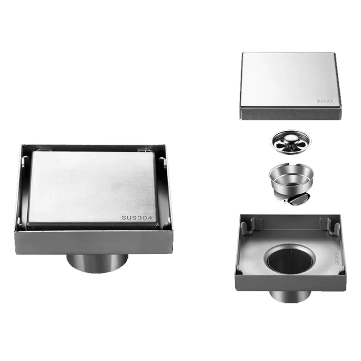 Reversible Hidden Square Floor Drain with Tileable Cover 10*10cm