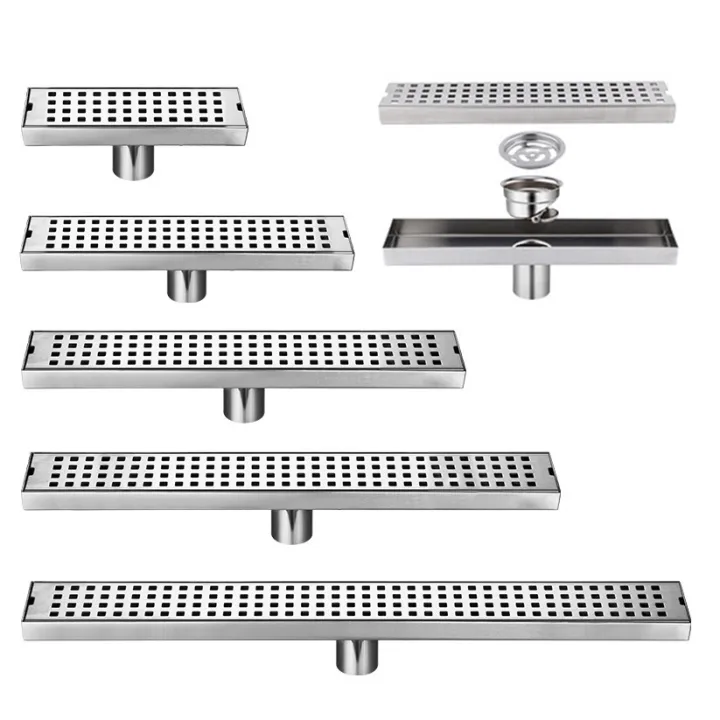 Linear Floor Drain with Removable Grate and Anti-Odor Valve 6.8*20cm