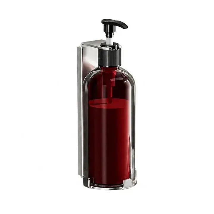 Single Lockable Shower Dispenser Set, 300ml Refillable Shampoo and Body Wash Bottles with Anti-Theft Wall Bracket