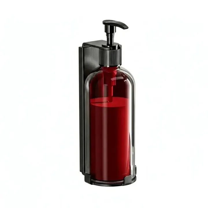 Single Lockable Shower Dispenser Set, 300ml Refillable Shampoo and Body Wash Bottles with Anti-Theft Wall Bracket