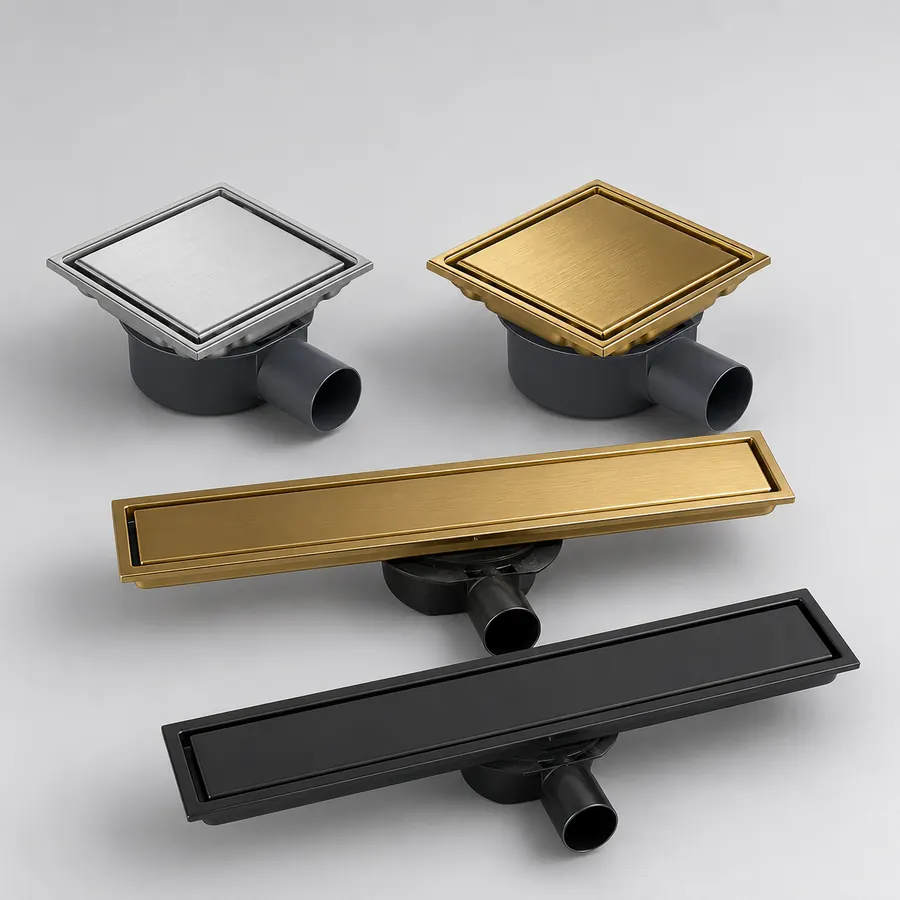 Horizontal outlet floor drains for same-floor drainage layouts
